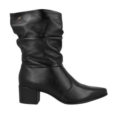 Imagem de Bota feminina cano médio slouch pegada preta, 38, Preto