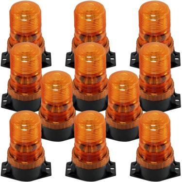 Imagem de Kit 10 Giroflex Sinalizador de LED para Veículos Lux Led com Luz Intermitente Estroboscópica Bivolt 9V a 30V Amarelo