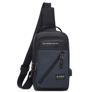 Imagem de Mochila de Ombro OEM RC2-cinza Compacta Transversal Unilateral 30x16x9cm Cinza com Usb...