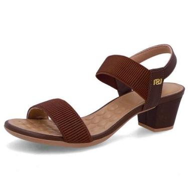 Imagem de Sandalia usaflex elastico salto bloco ref ud28005 feminino, Marrom, 38