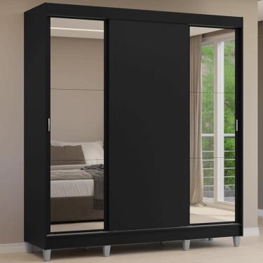 Imagem de Guarda-Roupa Casal com Pés 3 Portas de Correr com Espelhos Reno Madesa P