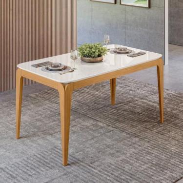 Imagem de Mesa Sala de Jantar Tampo com Vidro 160cm 100% MDF Áurea - New Ceval M