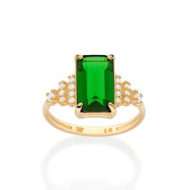 Imagem de Anel skkinny formatura banhado a ouro VERDE 513523 Rommanel, Verde, 24
