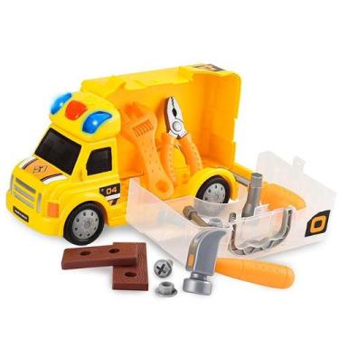 Imagem de Caminhão de Brinquedo Infantil com Luz Sirene 11 Peças de Montar - Mul