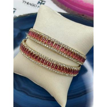 Imagem de Bracelete Baguete Rosa Pink - 01 Unidade - Semijoia - no-brand