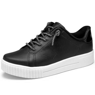 Imagem de Tenis Infantil Menina Flatform Casual Brilho Pink Cats, Preto, 31