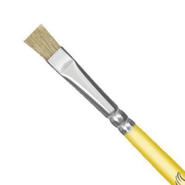 Imagem de Pincel Chato Cerda Natural Cabo Longo Amarelo 456 - Condor