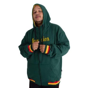 Imagem de Jaqueta Moletom Masculina Plus Size M10 Dunk Jamaica, Verde,  G3