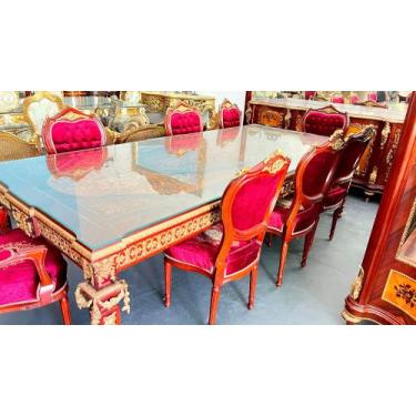 Imagem de Mesa De Jantar Imponente Bronze Marchetaria Sob Madeira Luxo - luxdeco