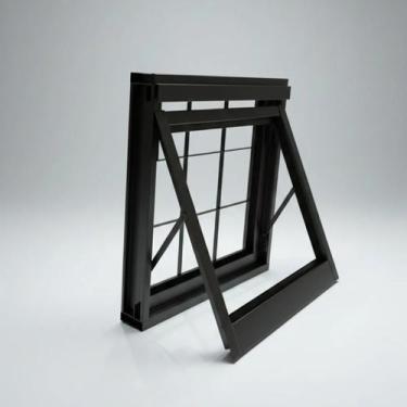 Imagem de Janela Basculante Vitrô Aço 50x50cm com Grade De Segurança Trava para 
