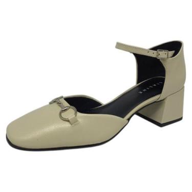 Imagem de Sapato Feminino Moderno Salto Medio Elegante Lia Line, Off white, 36