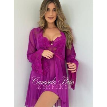 Imagem de Camisola Paris em Tule e Renda Premium - Tardene, Fúccia, G