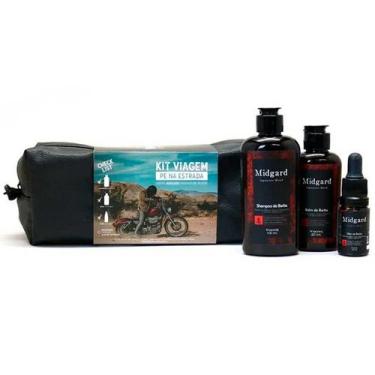 Imagem de Kit Necessaire + Shampoo + Balm + Óleo de Barba Linha Midgard Viking