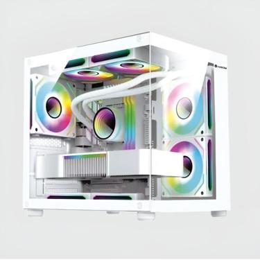 Imagem de Gabinete Gamer Hayom Aquário GB1797 Branco 4 Fans Rgb S/ Fte