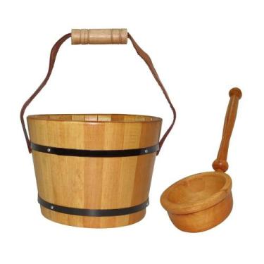 Imagem de Balde e Concha de Madeira para Sauna Seca - Sodramar