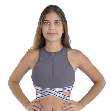 Imagem de Top fitness tecido emana cropped com zíper feminino Liebe ., G, Concre