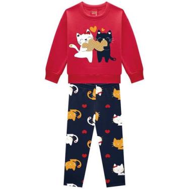Imagem de Conjunto Moletom Infantil Kyly Menina 1000759, 3, Vermelho