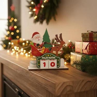 Imagem de Calendário Contagem Regressiva Natal Madeira Decorar Enfeite - Multiar