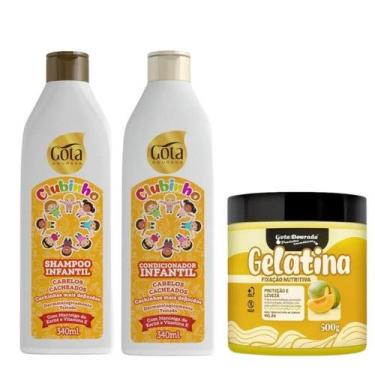 Imagem de Kit Shampoo Condicionador e Gelatina Infantil Clubinho Cabelos Cachead
