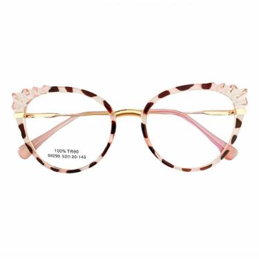 Imagem de Armação De Óculos Para Grau Feminina Facetada Animal Print-Feminino