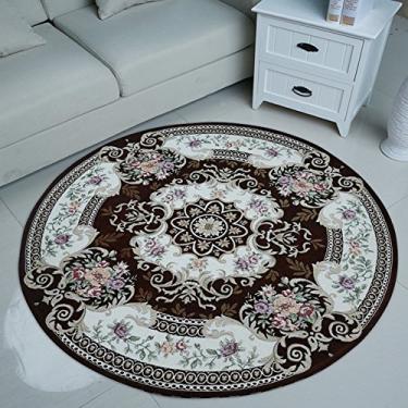 Imagem de Tapetes redondos, tapetes antiderrapantes para absorção de água, tapete de chão para quarto, manta luxuosa para sala de estar e mesa de chá, tapete C, diâmetro de 120 cm
