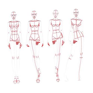 Imagem de Milageto 4 Pcs Moda Desenho Modelo de, Humanoid Pattern n, Feiras de Roupas Feiras Francesa Curva A4 Pattern Papel, UMA