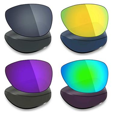Imagem de Mryok 4 pares de lentes polarizadas de substituição para óculos de sol Oakley Crosshair New 2012 – preto IR/ouro 24 k/roxo plasma/verde esmeralda