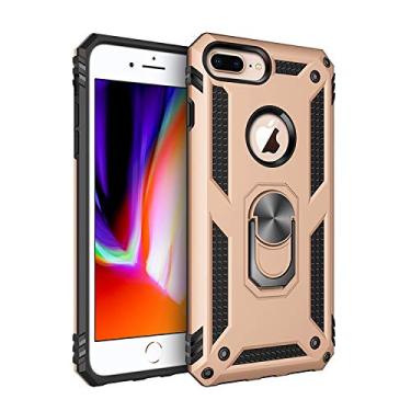 Imagem de Capas de telefone Para iPhone 6 plus / 7 plus / 8 plus case celular com caixa de suporte magnético, proteção à prova de choque pesada Capa protetora da capa (Color : Gold)