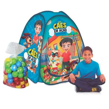 Imagem de Fabrincando Ideias Toca Barraca Infantil Pop Up com 50 Bolinhas Cães em Ação