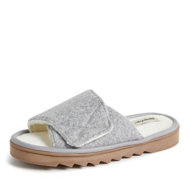Imagem de Dearfoams Pantufa feminina ajustável de lã Norma, Cinza-claro mesclado, Medium
