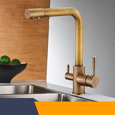 Imagem de Torneiras de cozinha de filtro torneira misturadora montada no convés 360 rotação com purificação de água características torneira misturadora guindaste para cozinha, antiguidade, china