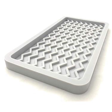 Imagem de Bandeja organizadora de pia de cozinha de silicone e protetor de bancada, 25,4 cm x 13,3 cm, 26,7 g (cinza claro)