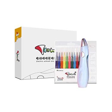 Imagem de Bestgift Caneta Aquarela Elétrica dos alunos da escola primária Caneta Aquarela Profissional Lavável de 14 cores Pintada à mão Conjunto de pintura artística Azul11