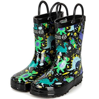 Imagem de Botas de chuva infantis sem BPA da OutdoorMaster, fácil de calçar para meninos e meninas, Dinoverse Madness, 8 Wide Toddler