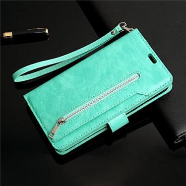 Imagem de Capa de couro flip para samsung galaxy s21 s20 fe s10 e s9 s8 nota 20 10 9 8 ultra plus s7 s6 edge cartões carteira capa de telefone, verde menta, para galaxy s6