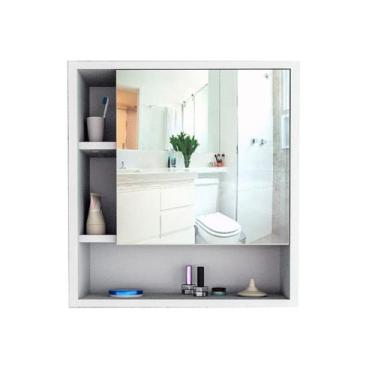 Imagem de Armário Para Banheiro 1 Porta Com Espelho Slim Appunto Branco E Castan
