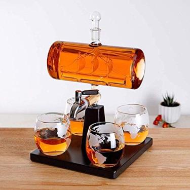 Imagem de Suporte de garrafa de vinho, conjunto de decantador de vinho com 4 copos de globo, dispensador de bebida para uísque de vinho, decanter, licor, decanter, decanter, evoluções