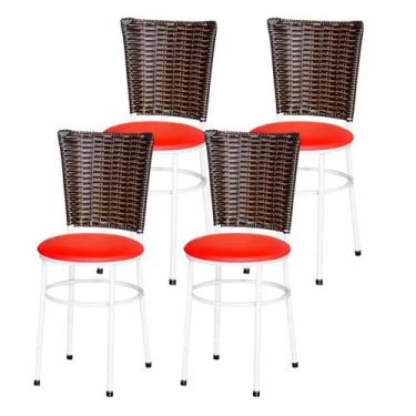 Imagem de Jogo 4 Cadeiras Para Cozinha Branca Hawai Cappuccino - Lamar Design