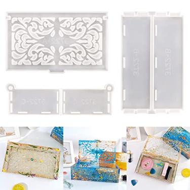 Imagem de RESIN GO Molde de caixa de armazenamento esculpido retangular, recipiente grande de silicone de resina epóxi com conjunto de tampa para fundição, caixa de presente grande para armazenamento de moldes de resina para joias de dominós, guardanapos, doces, artesanato