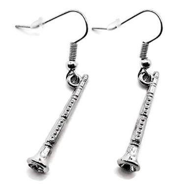 Imagem de Brincos de clarinete, música, professor, aluno, músico, presente, instrumento musical, instrumento de sopro de madeira, joias de clarinete, Banhado a prata, liga de zinco