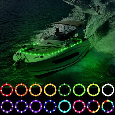 Imagem de Luzes de LED para barcos, luzes de barco com controle remoto de 40 m, mudança de cor 16, luz interior do barco à prova d'água, luz do barco, brilhante à noite, bom para barco de pontão, barco, barco, barco de pesca, iate, navio