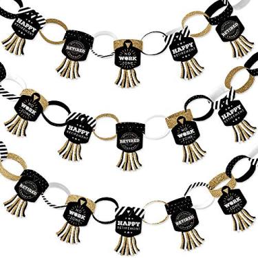 Imagem de Big Dot of Happiness Happy Retirement – 90 elos de corrente e 30 conjuntos de decoração de borlas de papel – Correntes de papel de festa de aposentadoria – 3,8 m