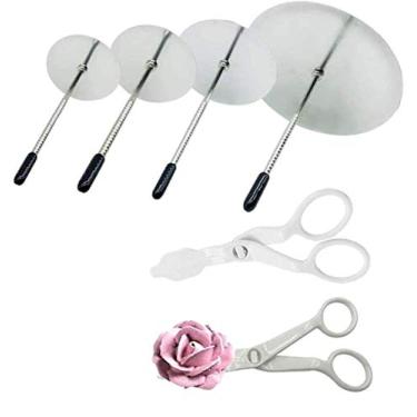 Imagem de Kit de elevação de unhas e bolos, ferramentas de cozimento de aço inoxidável para decoração de flores de cobertura - 2 levantadores de flores e 4 pregos de flores