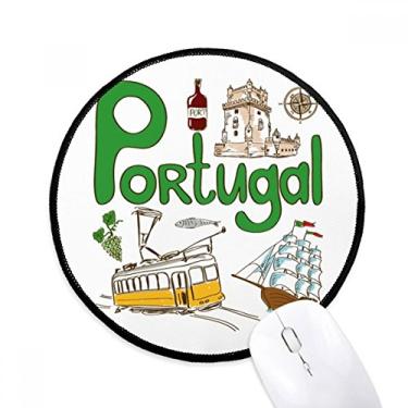 Imagem de DIYthinker Tapete redondo para computador com estampa de marco nacional de Portugal para mesa e escritório