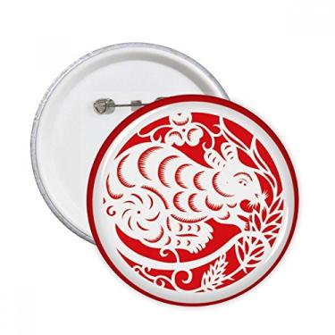 Imagem de Corte de papel rato animal China zodíaco arte pinos redondos crachá botão emblema acessório decoração 5 peças