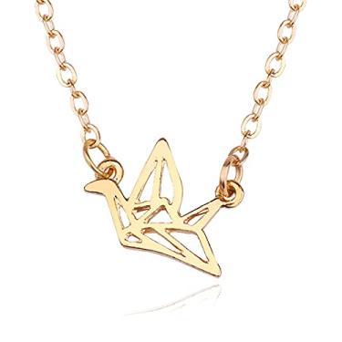 Imagem de CNBPIC Simples Origami Guindaste Colar Oco Liga Pingente Joalheria Presentes