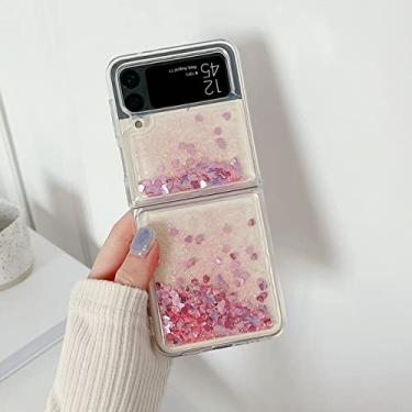 Imagem de Estojo de telefone de areia movediça cool love cool glitter para Samsung Galaxy Z Flip 4 Z Flip3 ZFlip3 Lantejoulas líquidas à prova de choque, rosa, para galaxy Z flip 4