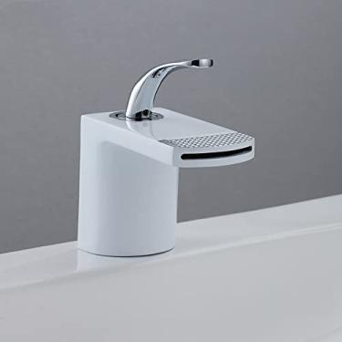 Imagem de Cachoeira Torneira Do Banheiro Frio e Quente Branco Preto Furo Único Suporte Único Vaidade Vaso Pias Torneira Misturadora Torneira De Água, Tamanho único