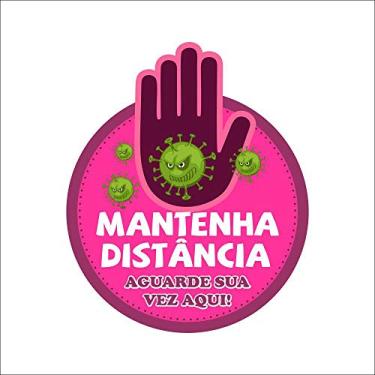 Imagem de Adesivo P/Chão Mantenha Distância Rosa 10 Unidades Mod 01