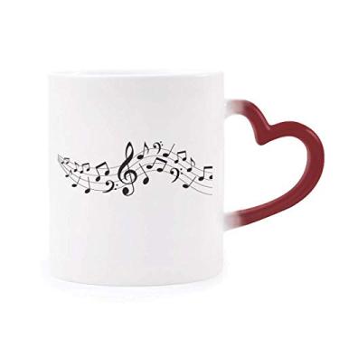 Imagem de Caneca Energetic Music 5-le Staff sensível ao calor Copo de grés que muda de cor vermelha